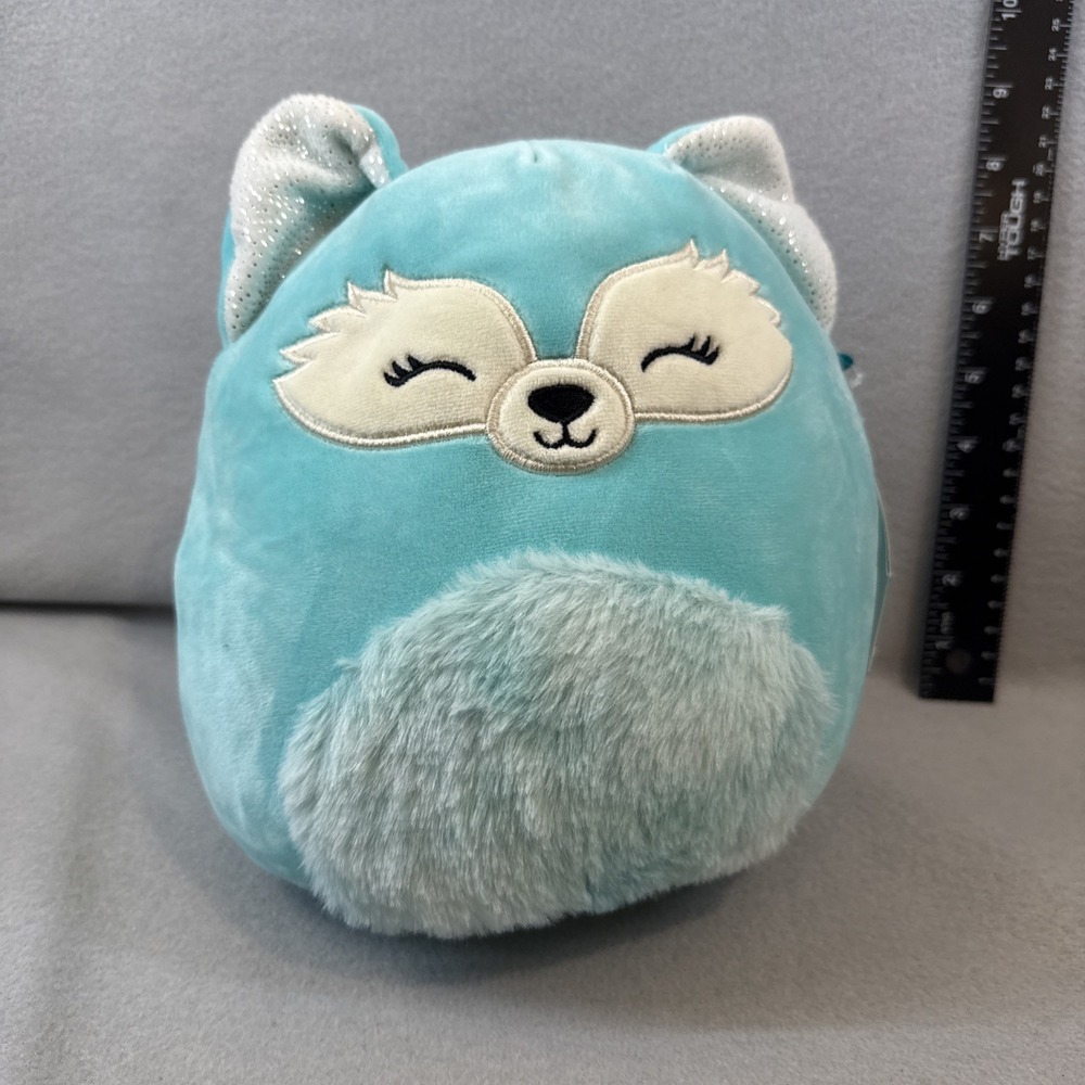 Original Squishmallow Dabney Blue Fox Glitter Ears 10" Plush Stuffed Toy, NWT